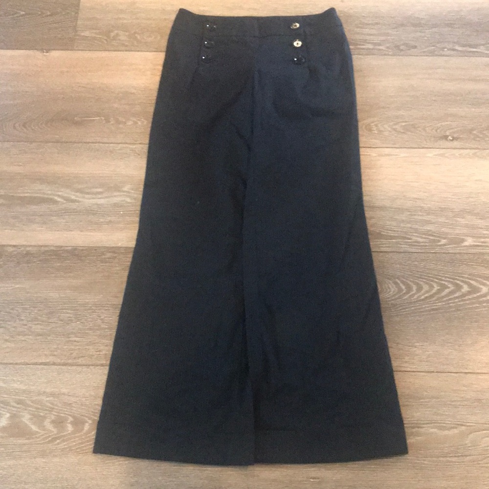 Express Editor black pinstripe wide leg trouser